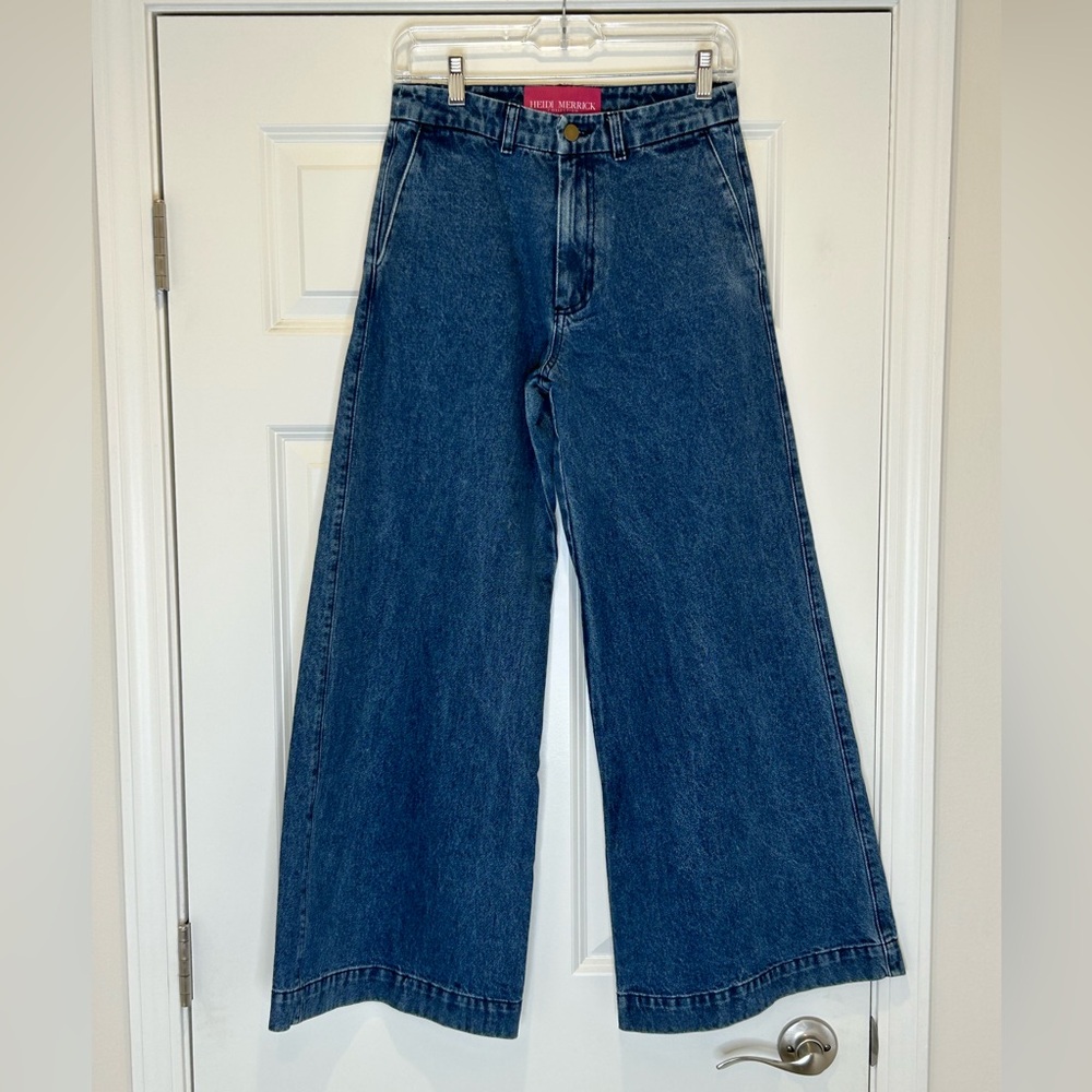 Heidi Merrick Wide Leg Blue Jeans Trousers Size 2